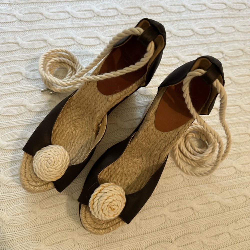 Kate Spade Brown Satine and Cream Wedge Espadrilles
